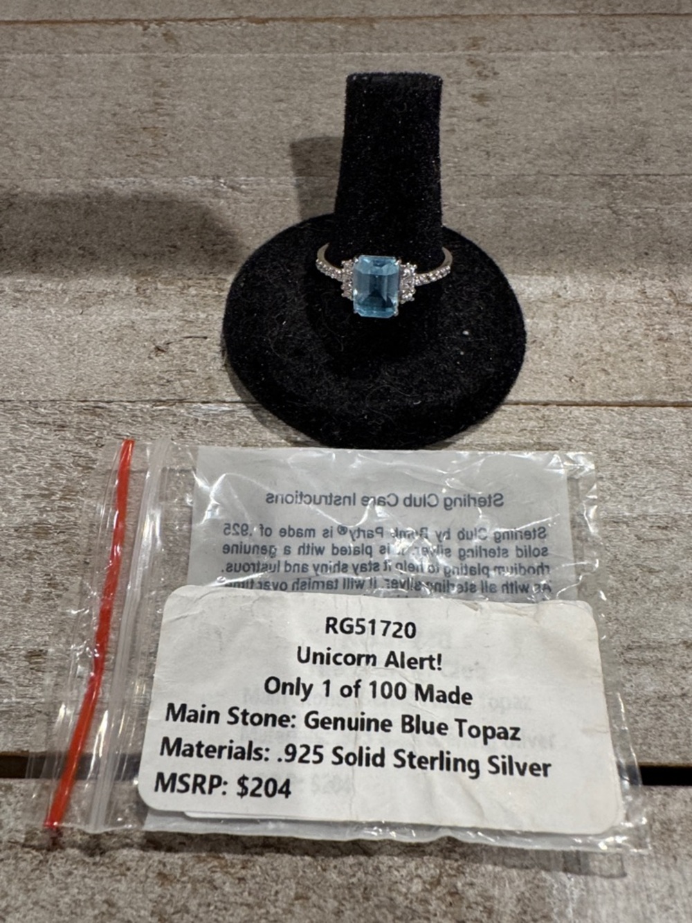 NWOT Ring Bomb Unicorn Alert Genuine Blue Topaz Sterling Silver Ring